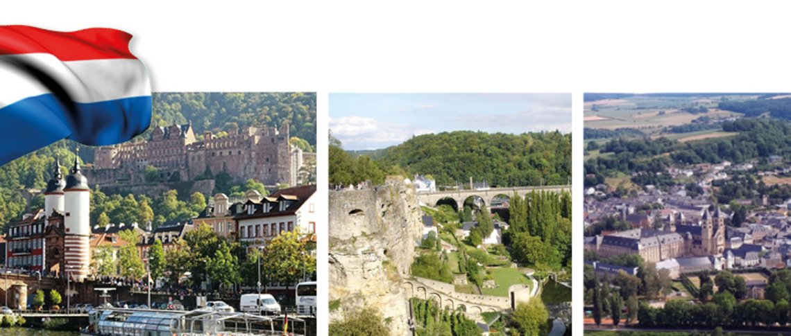 Flagge und Bilder von Luxemburg und Trier